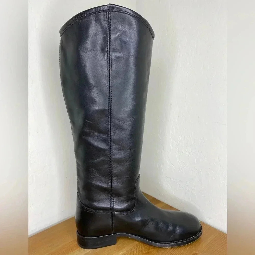 NEW FRYE Melissa Button 2 Black Leather Equestrian Boots Women’s Size 5.5B - Picture 5 of 14